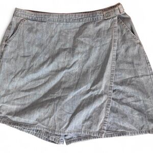 Vintage Gloria Vanderbilt Cotton Denim Wrap Skort Skirt Light Wash Size 14